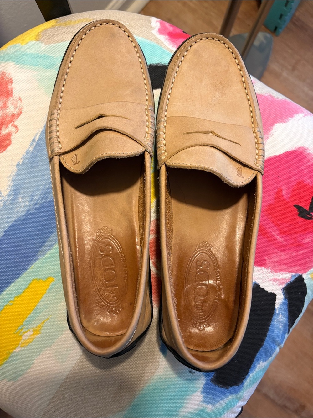 Tod's Tan Leather Penny Loafers